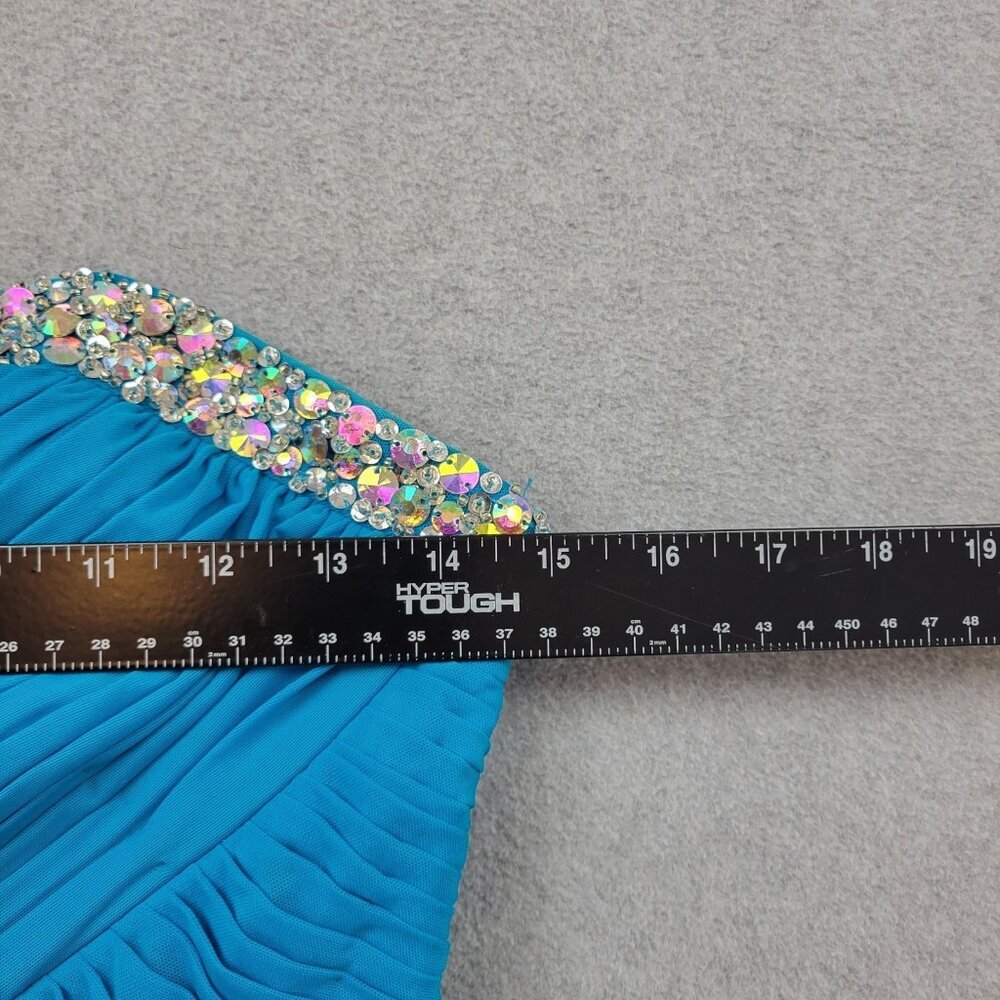 Jump Apparel Dress Size Juniors 3/4 Prom Ball Gown Formal‎ Blue Sequins Bling - Picture 6 of 13